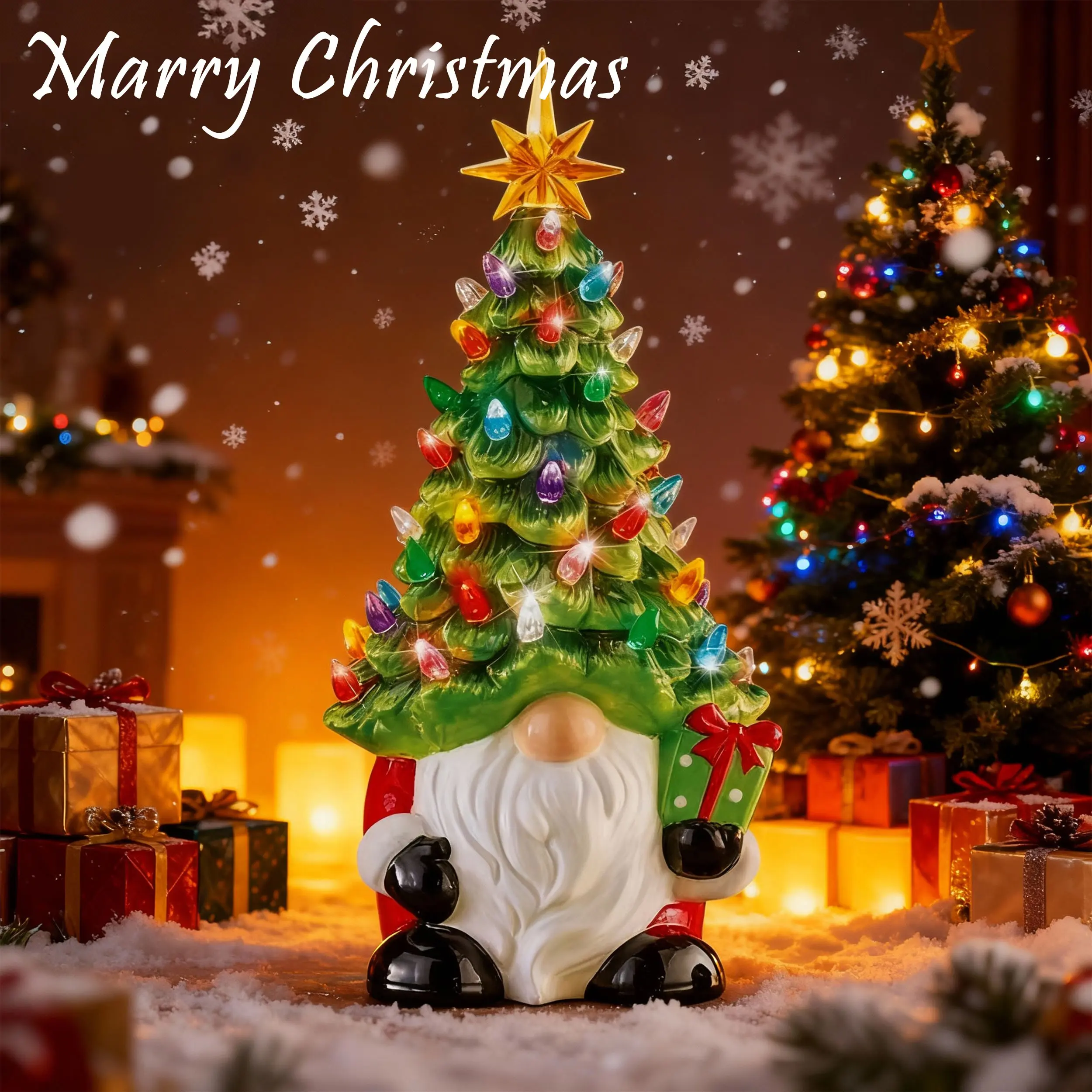 Classic Luminous Santa Claus Resin Ornaments - Light-Up Glow-in-the-Dark Christmas Decor, Battery-Powered Home Gifts for Children, Office & Party Table Supplies