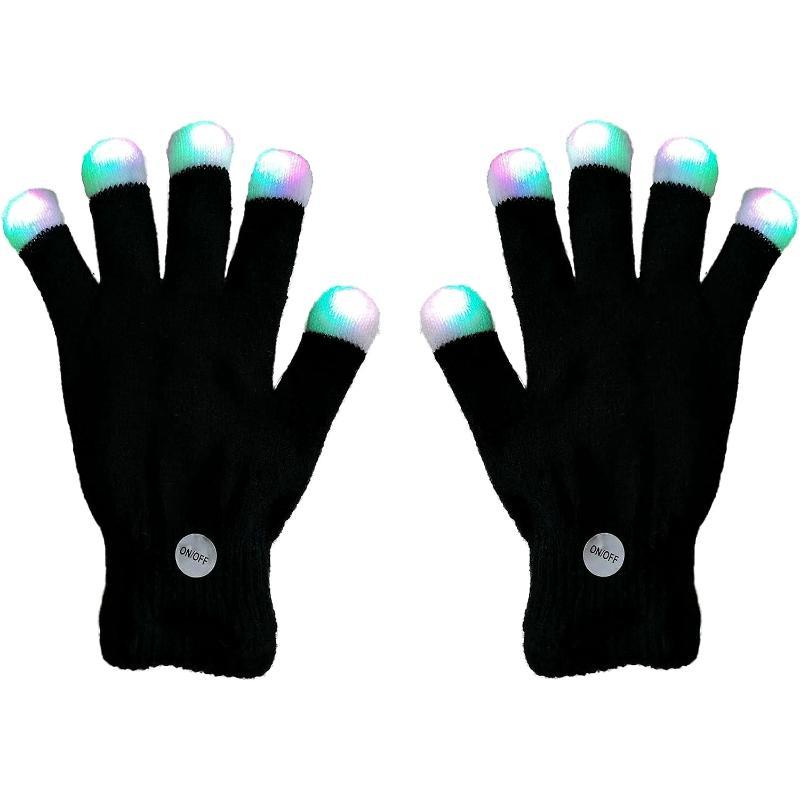 LED Gloves Colors Light Show Rave Light Finger Lighting Flashing Glow Mittens Contains 4 batteries light-up finger glove