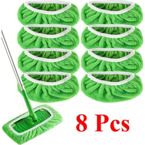 4\8 Pcs Reusable Mop Pads Refill Compatible with Swiffer Sweeper Mop - Dry Sweeping Cloths & Wet Mopping Cloths for Household Cleaning - Washable Microfiber Pads for Mopping Floors