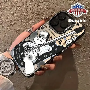 Cute Guitar Cat Pattern Phone Case Compatible with Iphone 16, 15, 14, 13, 12, 11 Pro Max, X, XS Max,  Plus, Featuring a Shockproof Matte Back.