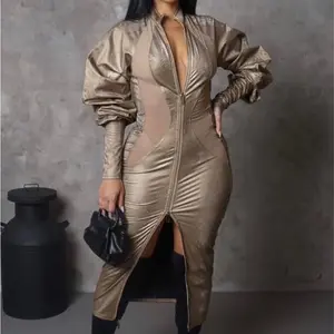 Gold snake -zip up Dress