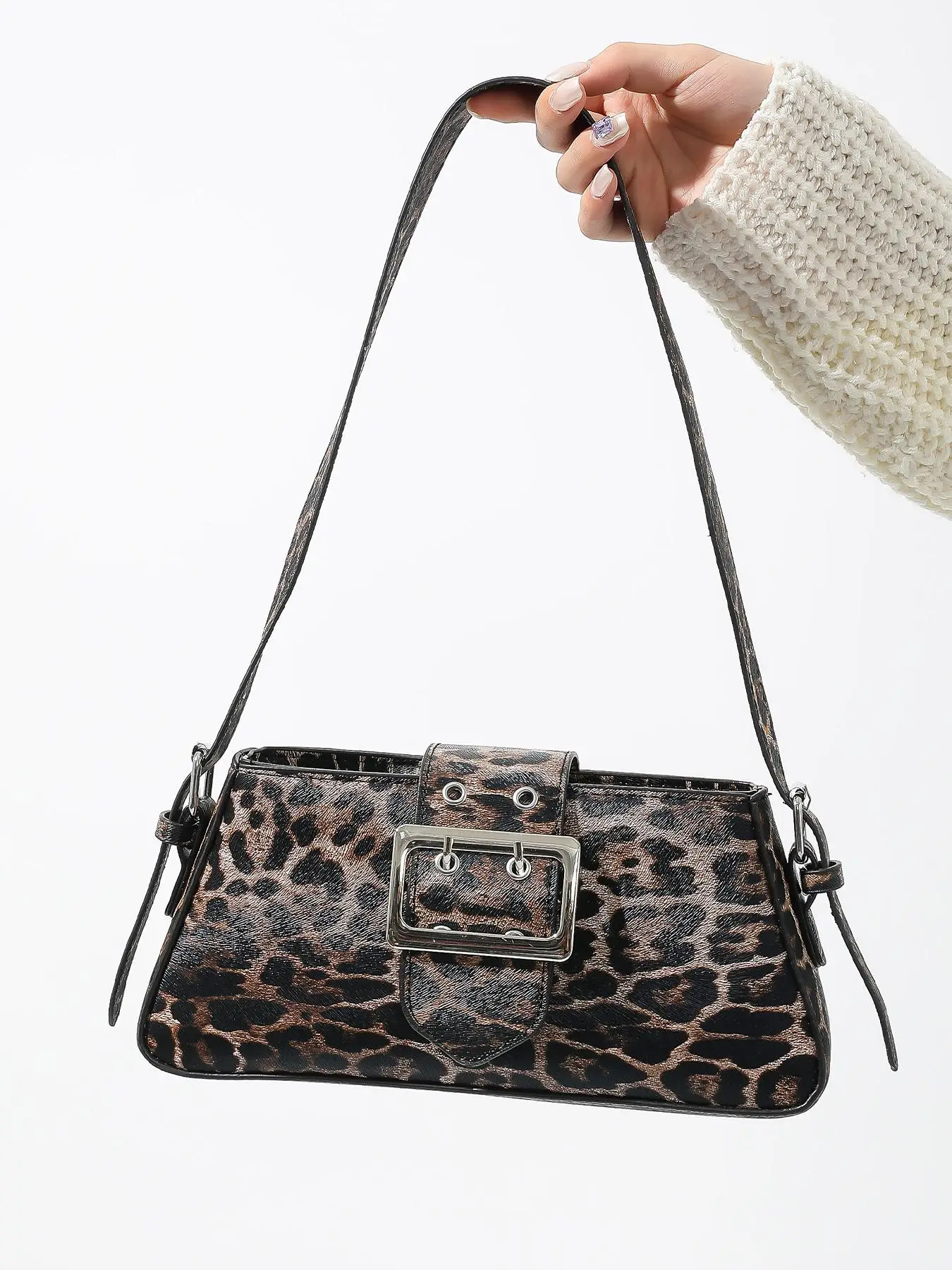 Simple Fashion Leopard Texture Shoulder Bag for Summer, Casual Versatile Pu Leather Zipper Shoulder Bag for Women for Commuting, Shopping and Daily Us