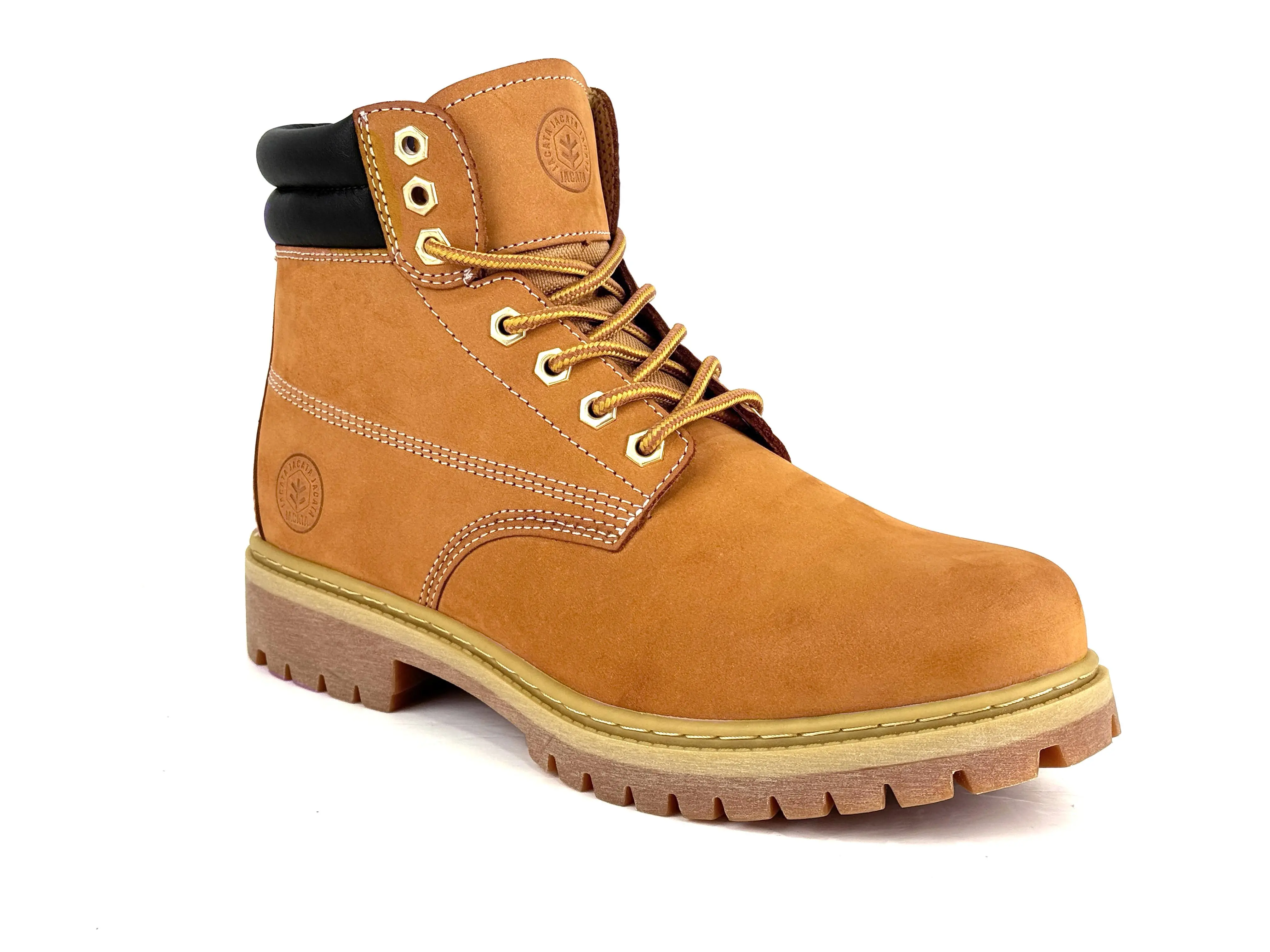 JACATA Men's Genuine Leather Work Boots, Water-Resistant Casual & Construction Boots with Oil-Resistant Rubber Outsole for Everyday Wear & Jobsite Use