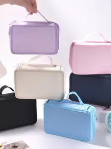 Multifunctional Three-Layer Pencil Case, Square Solid Color Large Capacity Pen Bag, Creative Student Stationery, Ideal for School Supplies