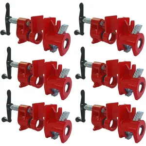 3/4''  Gluing Pipe Clamp Set | 6 Pack Heavy Duty Cast Iron Quick Release Pipe Clamps for Woodworking (6, 3/4")
