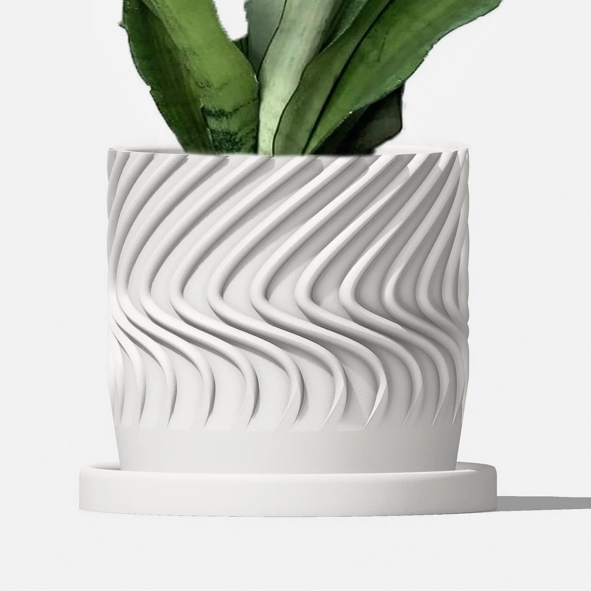 Swirl Planter Pot with Drainage and Drip Tray, Multiple Sizes and Colors