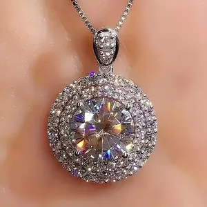 Shiny 5CT Moissanite Necklace 925 Silver Promise Necklace Wedding Necklace Valentine's Day Gift Noble Luxury Lady Bridal Jewelry Best Gift for Lover