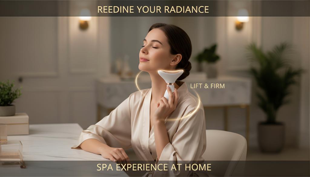Premium Neck Lift & Tightening Device, Advanced EMS Microcurrent & Heat Therapy for Anti-Aging, Firms & Smooths Neck Skin, Reduces Fine Lines, Ergonomic Design, USB Rechargeable Skincare Tool