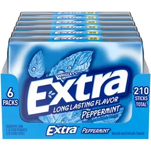 Extra Peppermint Sugarfree Chewing Gum - Bulk 2-Pack, 35 Count Each, Low Calorie Snack, Shareable Bubblegum