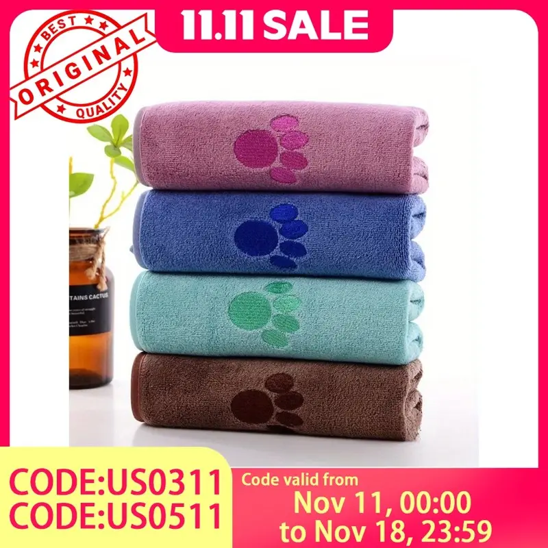 Microfiber Pet Grooming Bath Towel - Polyester, Super Absorbent, Soft, Shape-Retaining for Dogs & Cats, Paw Wiping Use, Absorbs Fast