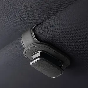 1 piece of PU leather car sun visor clip - sturdy glasses holder, dashboard and console organizer, in-car safety glasses storage accessory, car sun visor, Car Storage Organizers