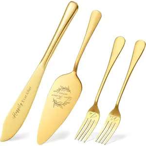 Wedding Cake Knife and Server Set Gold Cake Cutting Set for Wedding Bridal Shower Engagement Gifts for Couples