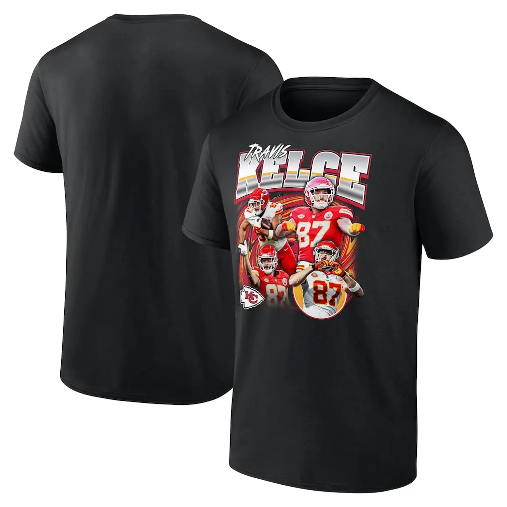 Men's Kelce Football Tight End Graphic T-Shirt Black Red Kingdom Game Day Apparel Casual Sports Fan Tee