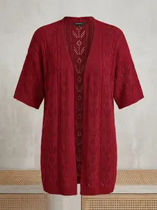 Women's Boho Crochet Cardigan Short Sleeve Lightweight Knit Sweaters Open Front Hollow Out Beach Cover Up Kimono