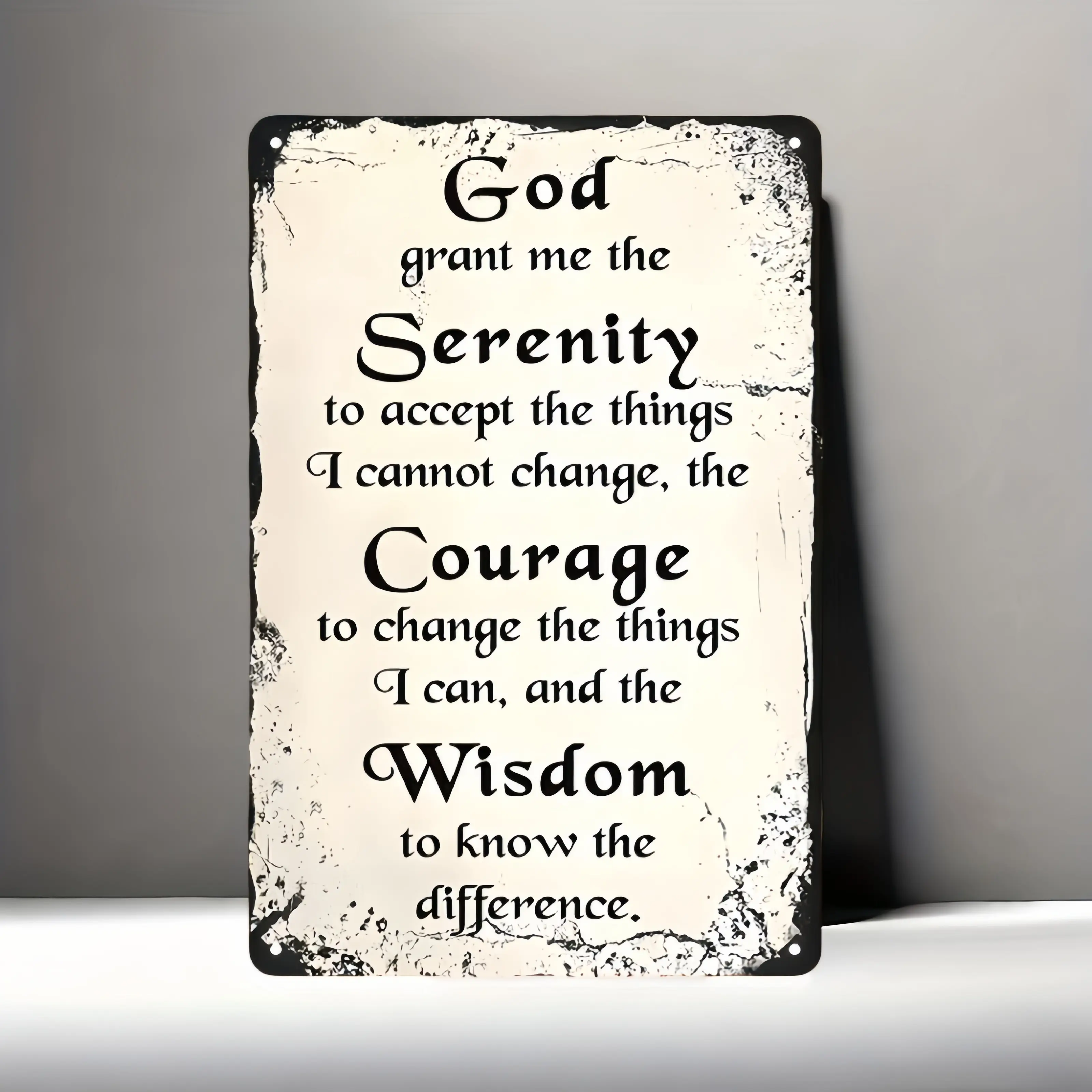 8x12 in Vintage Black Tinplate Serenity Prayer Metal Wall Sign - Waterproof, Weatherproof, Durable, Easy-to-Hang, Easy-to-Clean Hangable Home Decor Wall Decor Plaque - No-Assembly Gift for Courage Seekers, Ideal for Bars, Bedroom