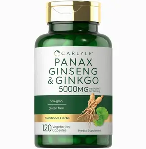Panax Ginseng & Ginkgo | 120 Vegetarian Capsules | Non-GMO & Gluten Free Supplement