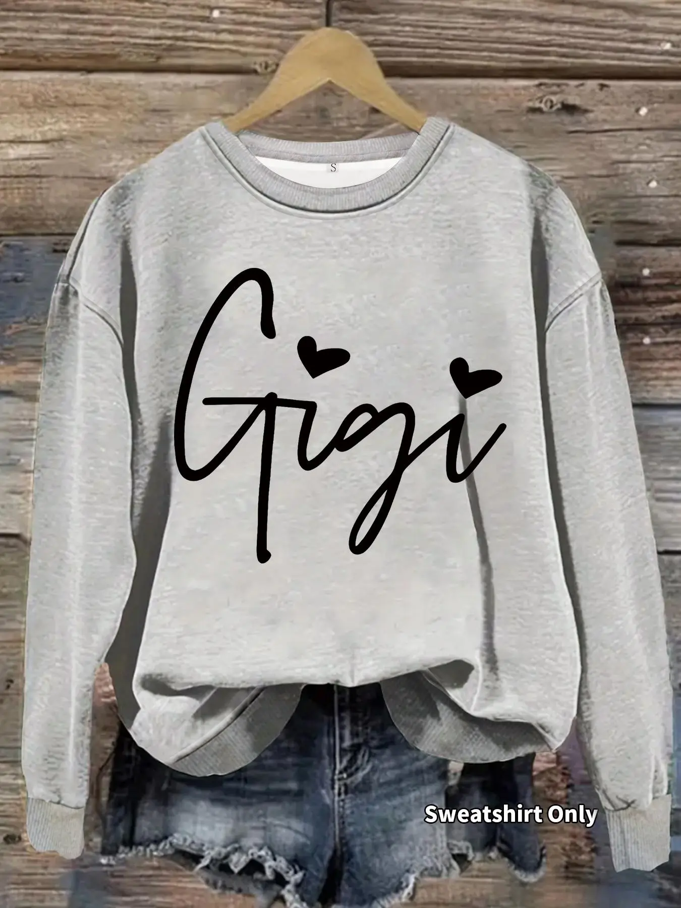 Gigi Print Sweatshirt for Women, Fall & Winter Casual Long Sleeve Round Neck Baggy Pullover, Lightweight Sporty Top, Comfortable Knitwear