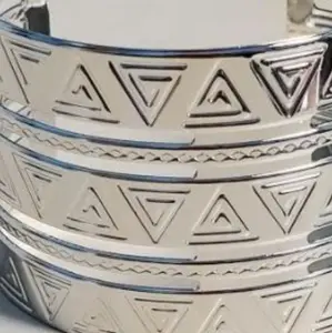 Cuff Bracelet with Intricate Triangle Embossing for Stylish Accessory