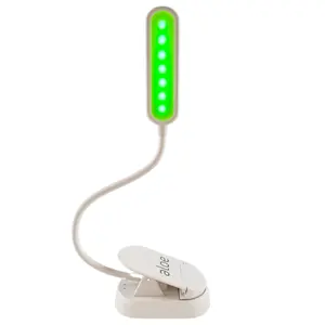 Aloe Green Light Therapy Clip-On Lamp- Flicker-Free 520 nm Narrow Band LED for Migraine, Anxiety, Insomnia Relief with Adjustable Brightness, Rechargeable USB for Portable Headache & Sleep Improvement