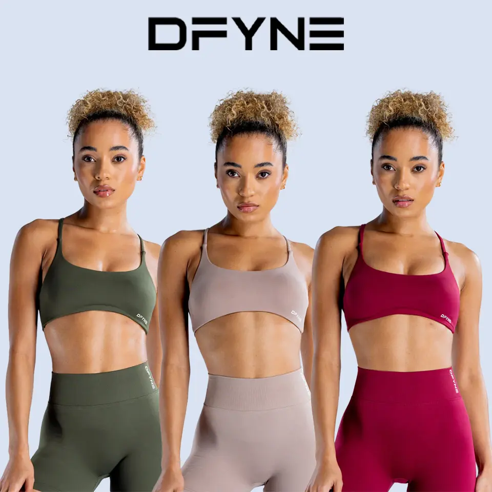 DFYNE Dynamic Twist Back Bra – Seamless Sports Bra with Sculpting Fit and Open Twist-Back Detail