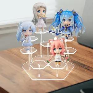 Acrylic Display Rack, 9-Tier Acrylic Standpipe Holder, Hexagonal Multi-Functional Shelf for Action Figures, Jewelry, Cosmetics, Plants