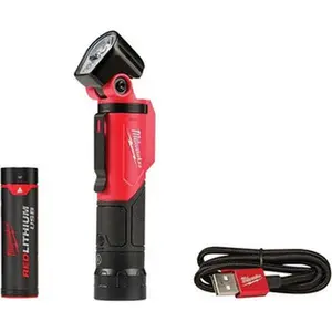 Milwaukee Tool ABS Spotlight/Lantern Flashlight 500 Lumens, 600 min Runtime, White LED Bulb, Red & Black Body, 1 Battery Included 2113-21