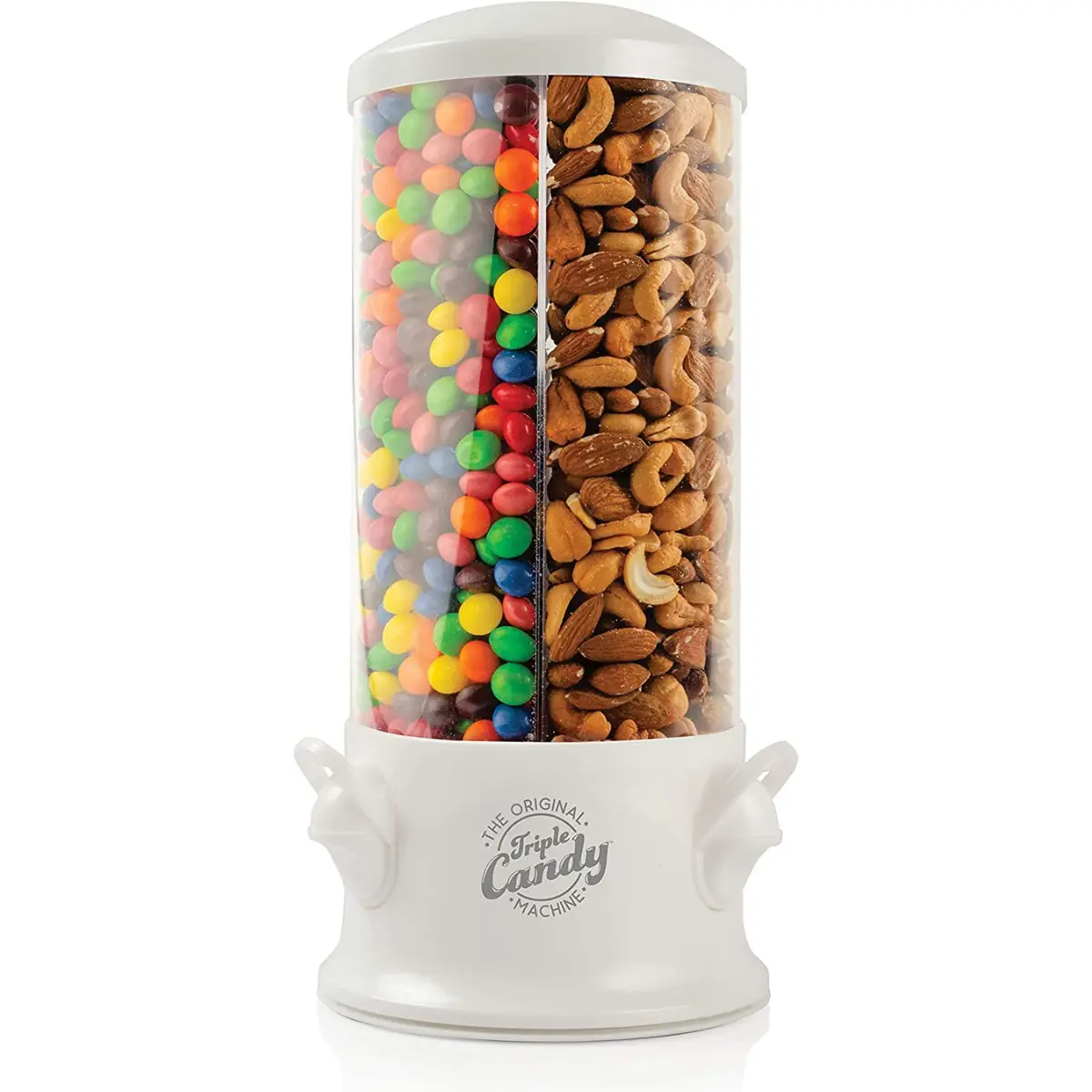 Handy Gourmet Original Triple Machine-Fun Candy & Nut Dispenser New & Improved Pearl White Standard Viral Candy Machine Containers Kitchen Gadgets