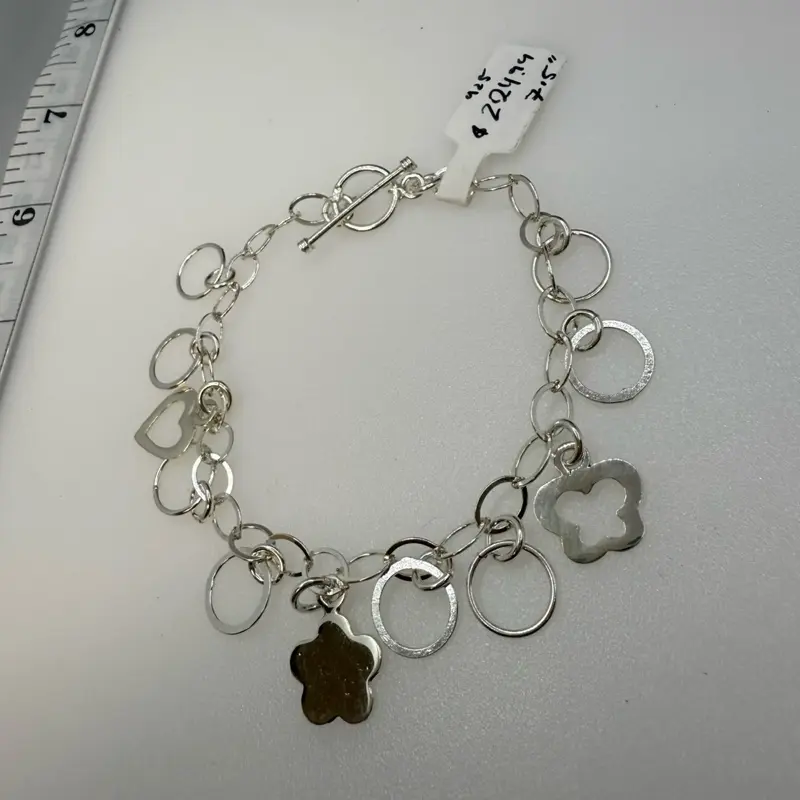 925 sterling silver charm bracelet high quality Italian silver 7.5”inches Pulcera de plata Italiana Alta calidad Colgijes 7.5” pulgadas Alta calidad