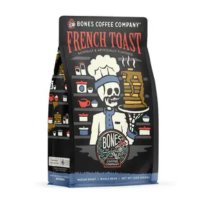 Bones Coffee Company French Toast, Sweet & Buttery Flavor, Made with Arabica Coffee Beans,  Ground and Whole Coffee (12oz) Beverage Vanilla