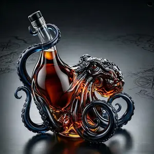 Kraken Octopus Whiskey Decanter, Collectible High Borosilicate Glass Bottle, Unique Gift for Whiskey Lovers, Elegant Liquor Container