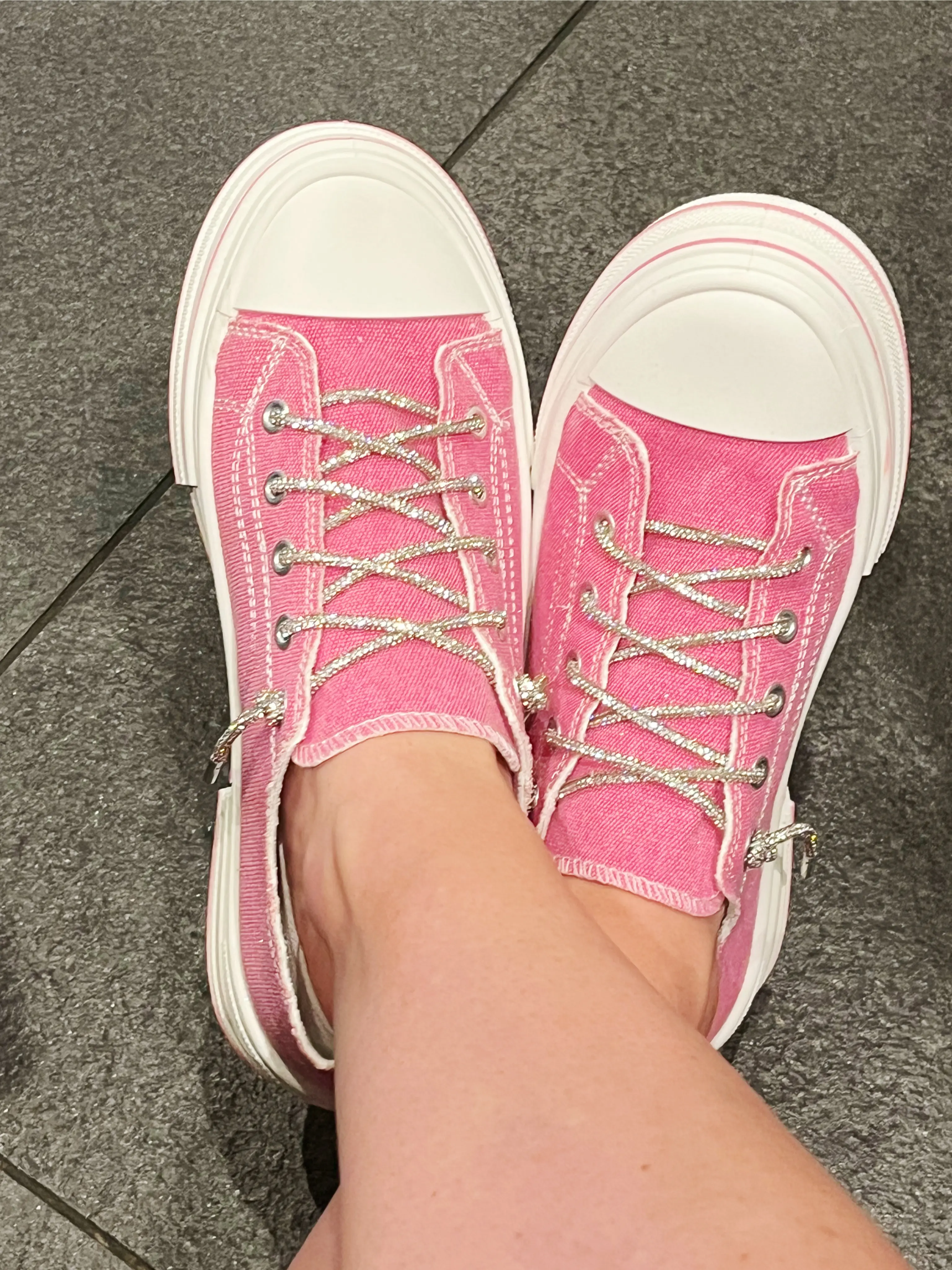 Women's Blush Pink Sparkle Sneakers with Rhinestone Embellishments, Stylish Casual Footwear for Parties and All-Day Comfort
