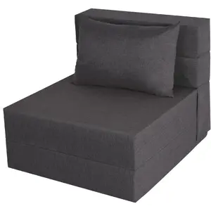 Folding Sofa Bed, Foldable Sleeper Chair with Washable Cover, Convertible Futon Sofa Bed with Pillow, Fold Out Couch for Living Room, Dorm, Guest Room, Single Size, Dark Grey