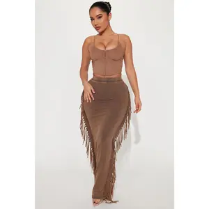 Sahara Mineral Wash Maxi Skirt - Brown
