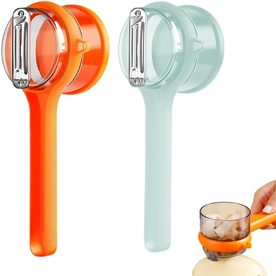 Double-Sided Stainless Steel Fruit & Vegetable Peeler with Integrated Catcher Box | Smooth Cutting, Easy Cleanup, Perfect for Everyday Kitchen Use