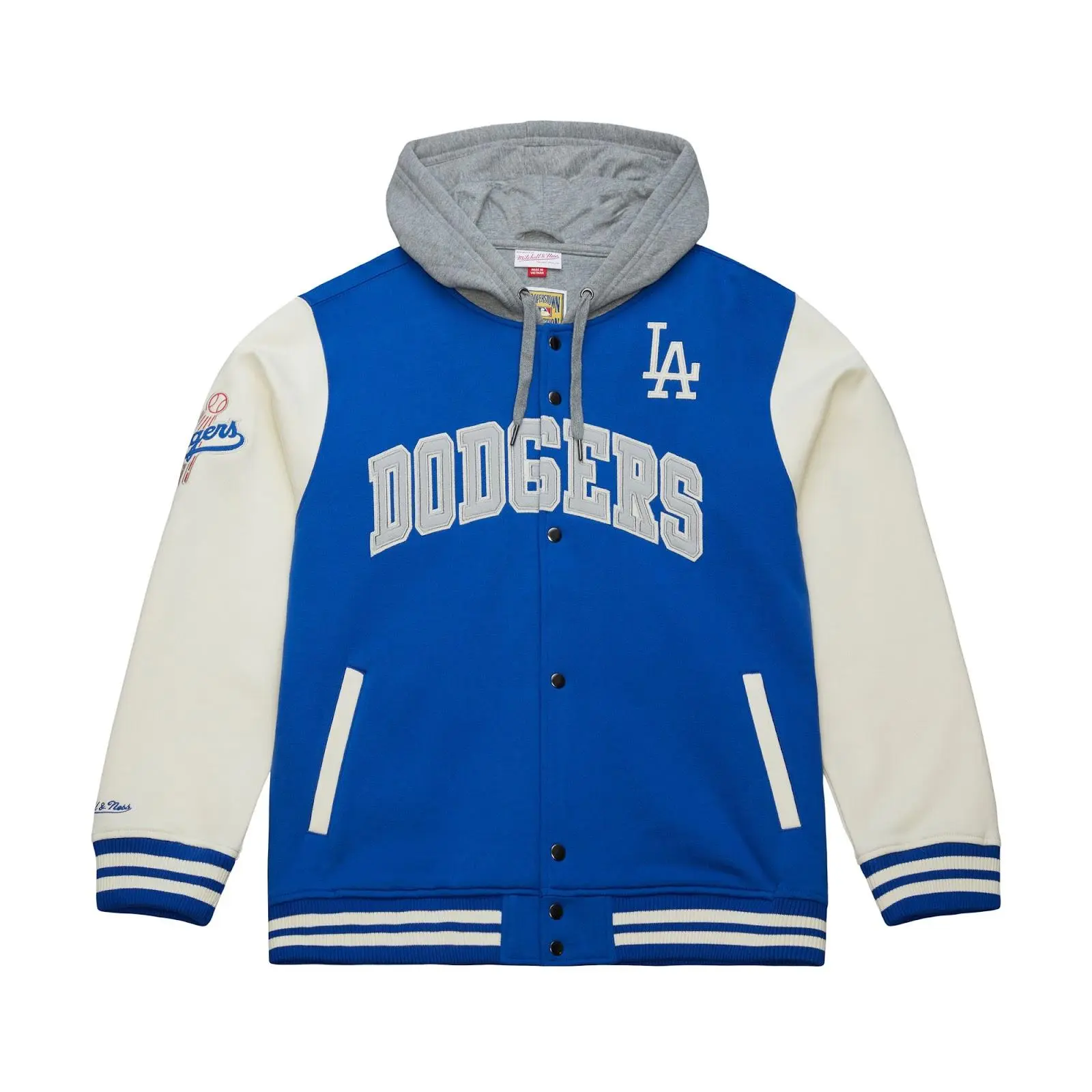 Los Angeles Dodgers Royal Sideline Fleece Full-Snap Jacket MLB Throwback Outerwear Vintage Fan Gear Mitchell & Ness