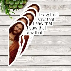 Pack of 5 Jesus I Saw That, Funny Sarcastic Sticker, Cat Cowboy Sticker, Western Sticker, Cute Cat Sticker, Water bottle