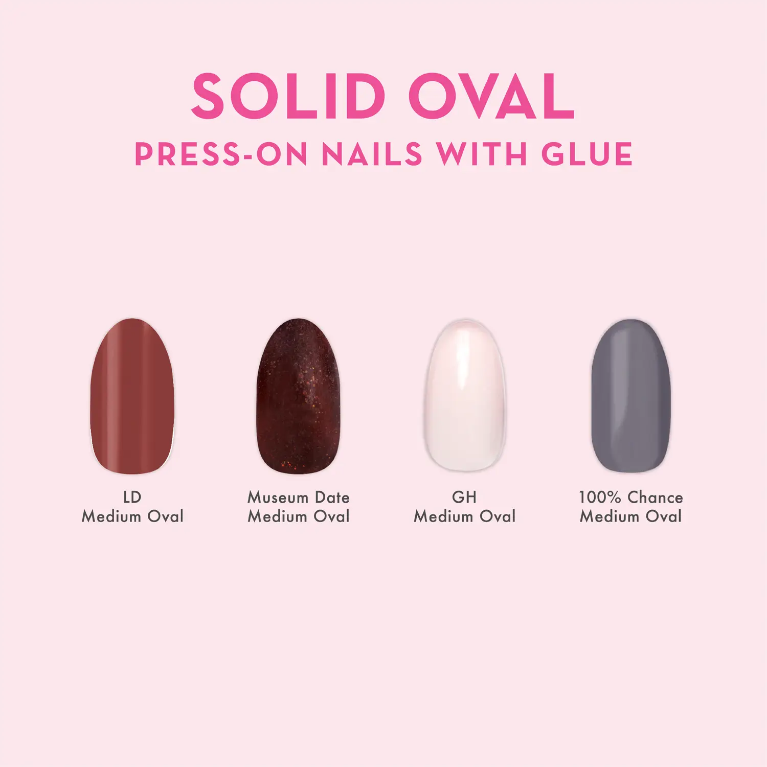 Solid Oval Press-On Nails with Glue
