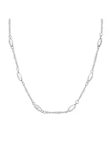 Stately Steel Barrel Bead Station Necklace