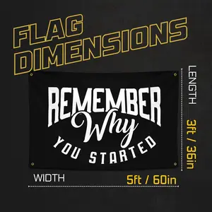 60in x 40in Gold Trident Remember Why You Started Motivational Gym Banner - Inspire Your Workout with this Banner - Perfect Fitness Wall Decor for Gym, Dorm - Stay Motivated with Cool Motivation Art - summerwins