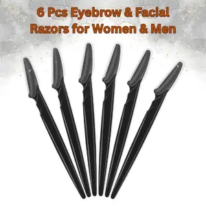 6 Pcs Eyebrow & Facial Razors for Women & Men – Dermaplaning Tools with Safety Covers for Face, Brows & Body Hair Removal – Multipurpose Shaving & Trimming Kit