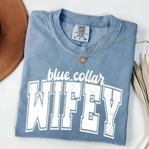 Comfort Colors Blue Collar Wife T-shirt, Blue Collar Wifey T-shirt, Preppy Tee, Trucker Wife, Plumber Wife Construction