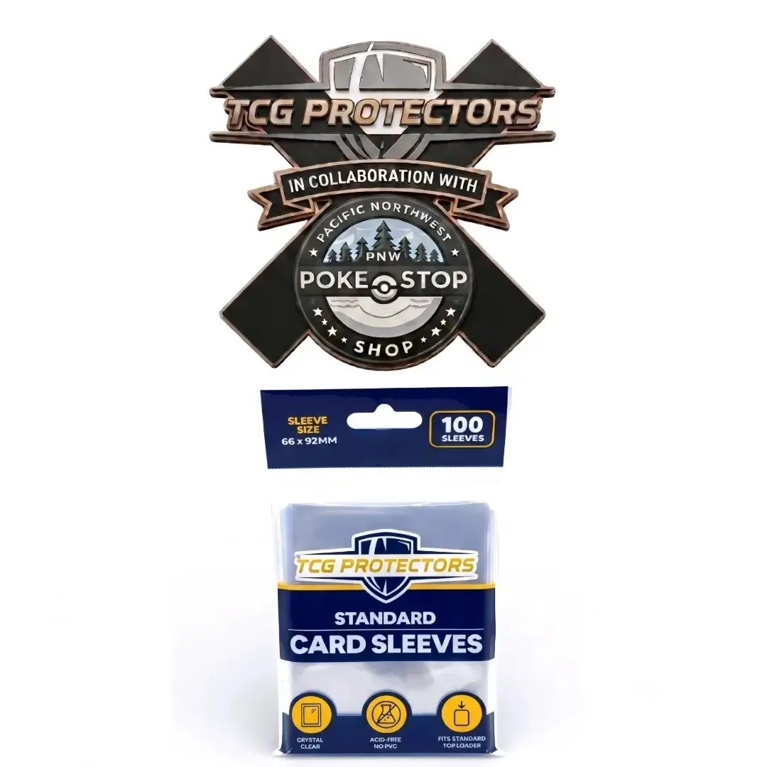 TCG Protector x PNW Pokestop Shop Premium Collab Trading Card Sleeve Protectors - Default Size for Card Games, 100 Polypropylene Penny Sleeves