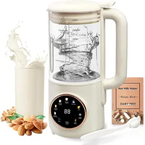 8 in 1 Nut Milk Maker Machine, 48oz Homemade Almond, Oat, Soy, Coconut, -Based and Non-Dairy Beverages with Self-Cleaning, Boil Water, Delay Start, Keep Warm, 16  Blender, Glass Jar