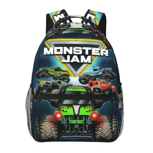 Monster Jam backpack with large capacity — Monster Jam laptop backpack for daily commuting, business, hiking, cartoon casual style, travel daypack, school bag for kids, women, men, and gift giving
