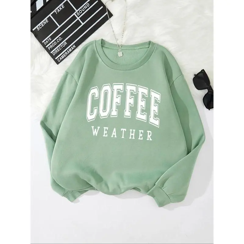 Women's"CoffeeWeather"LetterPrintCrewNeckSweatshirt,CasualLongSleevePulloverforFall&Winter,Women'sClothesforDailyWear Women's"CoffeeWeather"LetterPrintCrewNeckSweatshirt,CasualLongSleevePulloverforFall&Winter,Women'sClothesforDailyWear