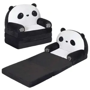Toddler Plush Panda Chair, Foldable Kids Sofa, Soft Plush Makes It A Lovely Companion For Reading And Relaxing, For Kids Age 18 Months And Up Adjustable Convertible High Chair baby 6-36 Inflatable Floor Chair with Air Pump