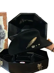 Larry Mahan's 100x Independencia Negro Black Hat Leather Sweatband in Trendy Colors Unisex Elegance with Universal Black Case