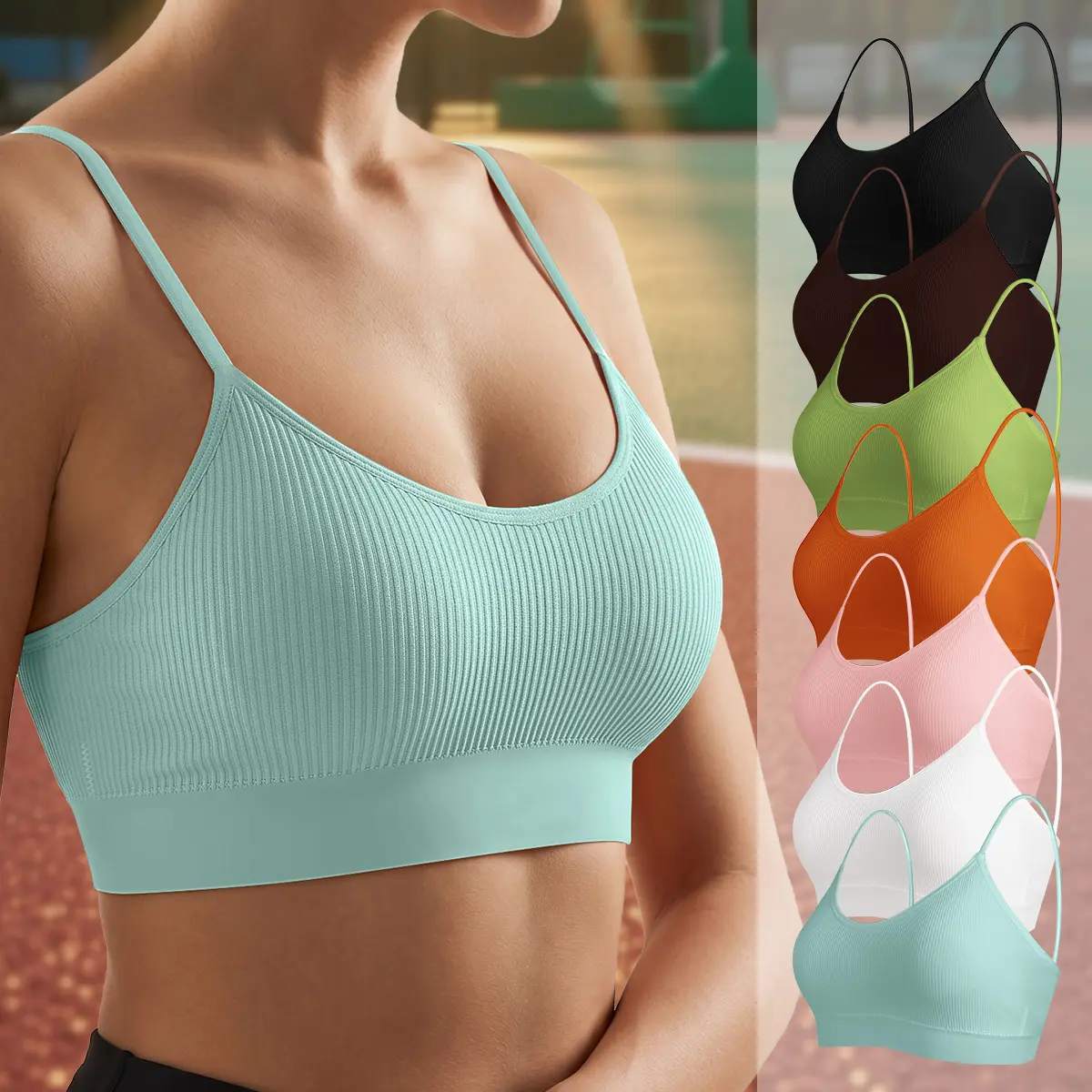 Morelect Women's Wirefree Sports Bras (3/4/6/7-Pack) - Seamless, Fitted, Solid Plain, Soft Stretch Nylon Blend, Removable Pads, Full Coverage, Push Up Comfort for Yoga, Workouts, Lounging