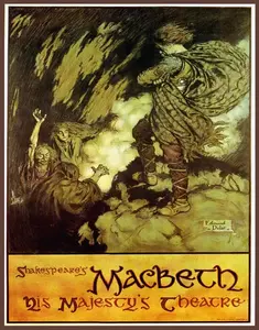 POSTER MACBETH SHAKESPEARE DARK TRAGEDY MAJESTY'S THEATER VINTAGE REPRO