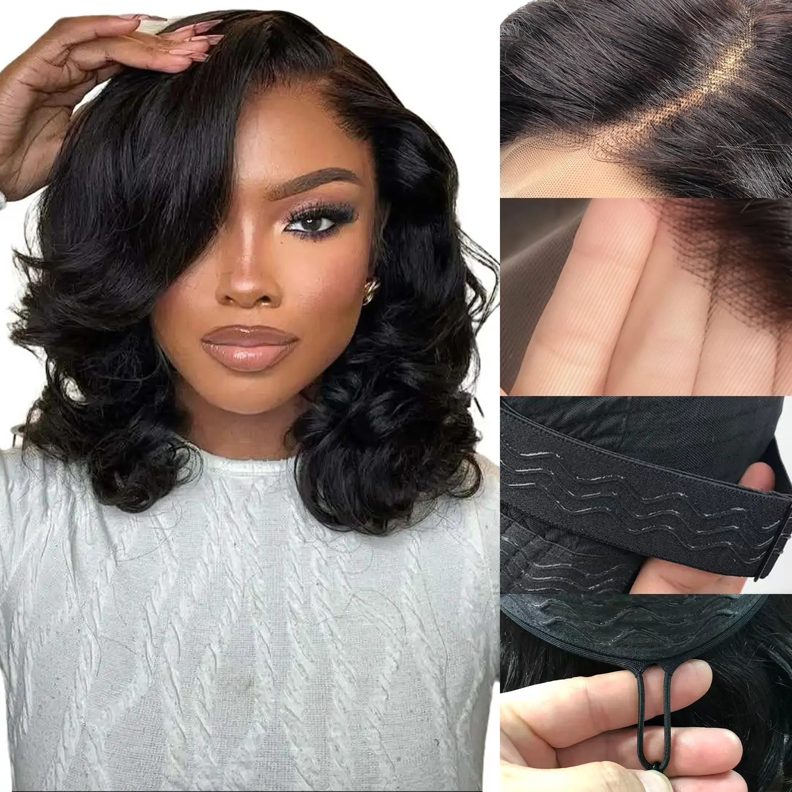 12 Inch Body Wave Bob Wig Human Hair Wig HD Lace Front Glueless Bob Wig Soft Short Wig for Women